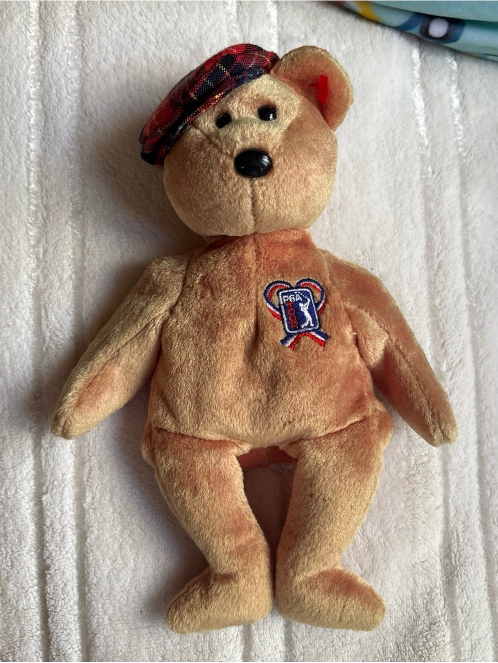 PGA Tour Tan Plush Bear with Red Plaid Cap